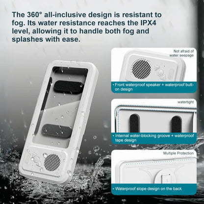 Waterproof Box Speaker, Bathroom Waterproof 360 ° Rotating Touch Screen, Bluetooth Speaker, Watch Movies, Listen to Music, Phone Holder Bluetooth Speaker Audio Shower TV Holder, Swimming Pool, Kitchen, Bathroom, Sink, Rechargeable Waterproof Speaker